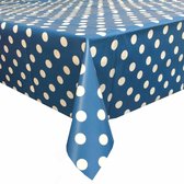 MixMamas Tafelzeil Grote Stip - 140 x 300 cm - Blauw/Wit