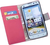 LELYCASE Bookcase Roze Flip Wallet Cover Huawei Ascend G610