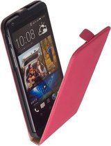 LELYCASE Lederen Flip Case Cover Hoesje HTC Desire 816 Pink