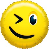 Folie ballon knipoog smiley 35 cm - Folieballon knipoog emoticon 35 cm