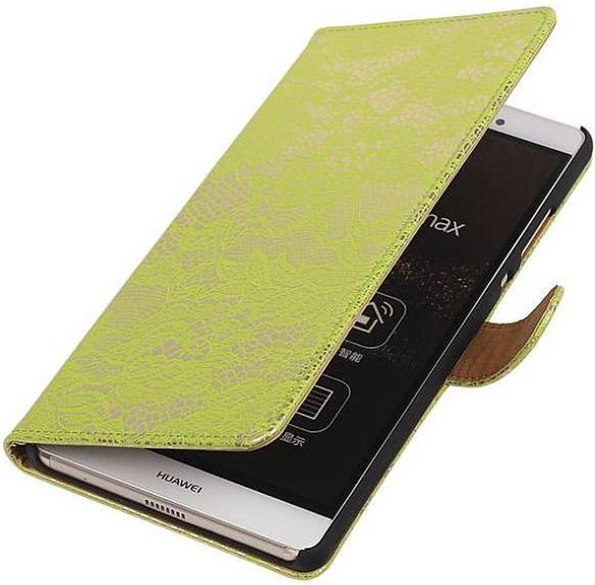 Lace Bookstyle Wallet Case Hoesjes Geschikt voor Huawei P8 Max Groen