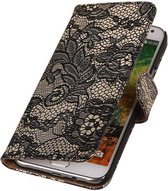 Lace Bookstyle Wallet Case Hoesjes voor Galaxy E7 Zwart