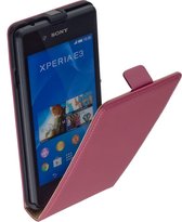 Lelycase Lederen Flip Case Cover Hoesje Sony Xperia E3 Roze