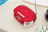 GPO PCD299RED - Boombox CD, radio en cassette, rood /zilver