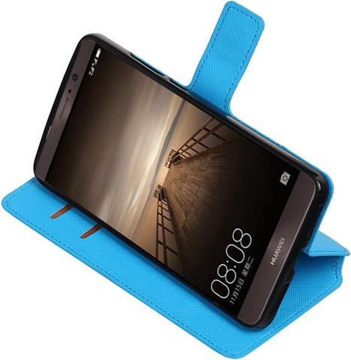 Blauw Huawei Mate 9 TPU wallet case booktype hoesje HM Book