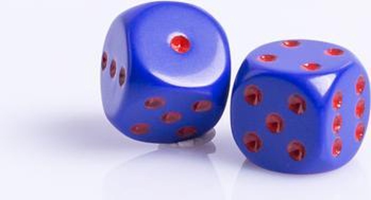 6 Vlakken Dobbelsteen Paars met Rode Stippen 16mm Set van 12 | Games