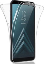 Hoesje geschikt voor Samsung Galaxy A6 Plus 2018 - 2 in 1 Volledig Dekkende 360 Hoes Transparant met Ingebouwde Siliconen Screenprotector