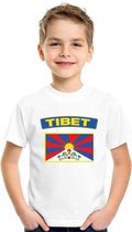 T-shirt met Tibetaanse vlag wit kinderen S (122-128)