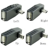 Mini USB Male naar USB Female Haakse (Rechts) Adapter - 1 Stuk
