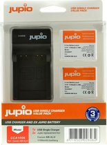 Jupio Kit: 2x Battery NB-6LH + USB Single Charger