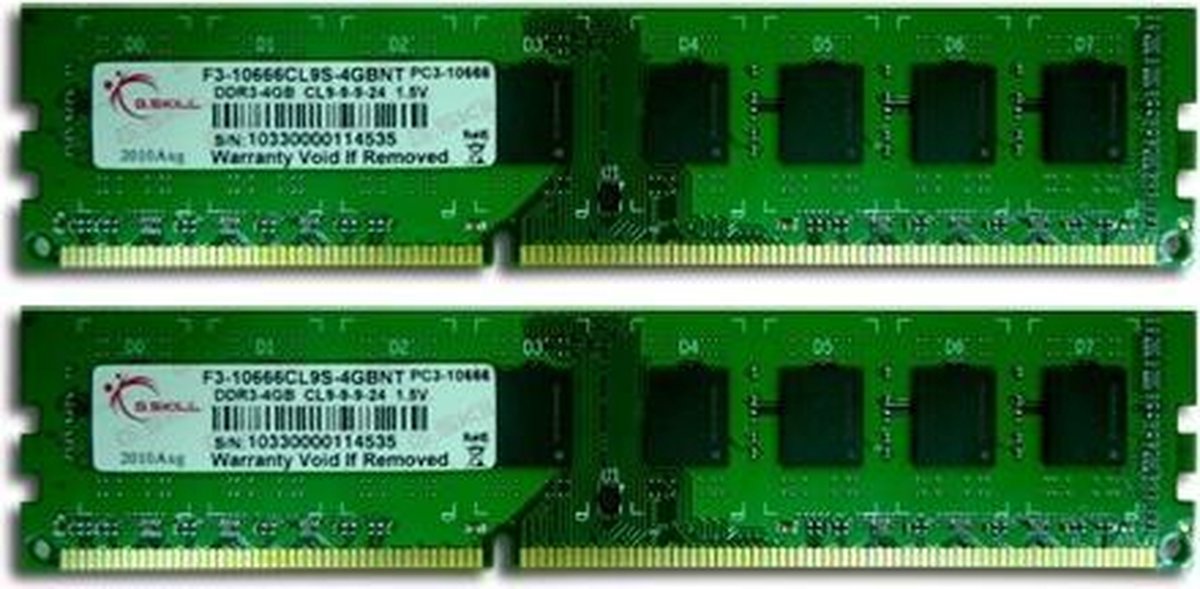G.Skill DDR3 Value 2x4GB 1333MHz - [F3-10600CL9D-8GBNT]