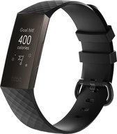 KELERINO. Bracelet en Siliconen pour Fitbit Charge 3 / Charge 4 Zwart - Grand