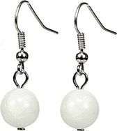 Edelstenen oorbellen Dangling White Ball - oorhanger - sterling zilver (925) - wit