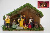 Kerststal hout met 9 figuren (2155)