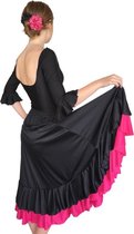 Spaanse Flamenco Rok - zwart met roze rand voor meisjes - Maat 12 - kledingmaat 140-146