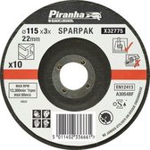 Piranha 10 Stuks doorslijpschijf metaal, verzonken middelpunt - 115 x 22, 3,2 mm. X32775