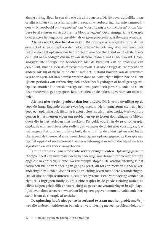 Bladzijde met tekst die ingaat op de onvolledige aard van de huidige therapie en de voordelen van de basisprincipes.