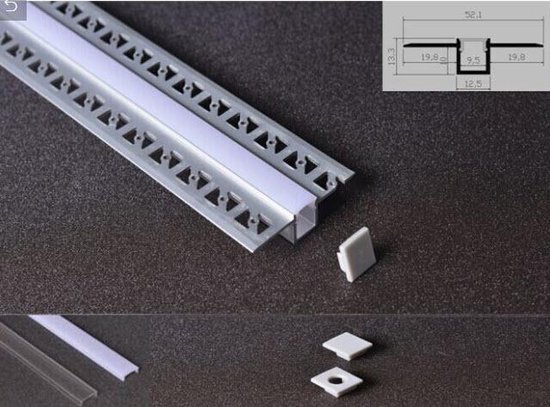 2x100cm LED stucprofiel / gips profiel - voor een led strip | bol.com