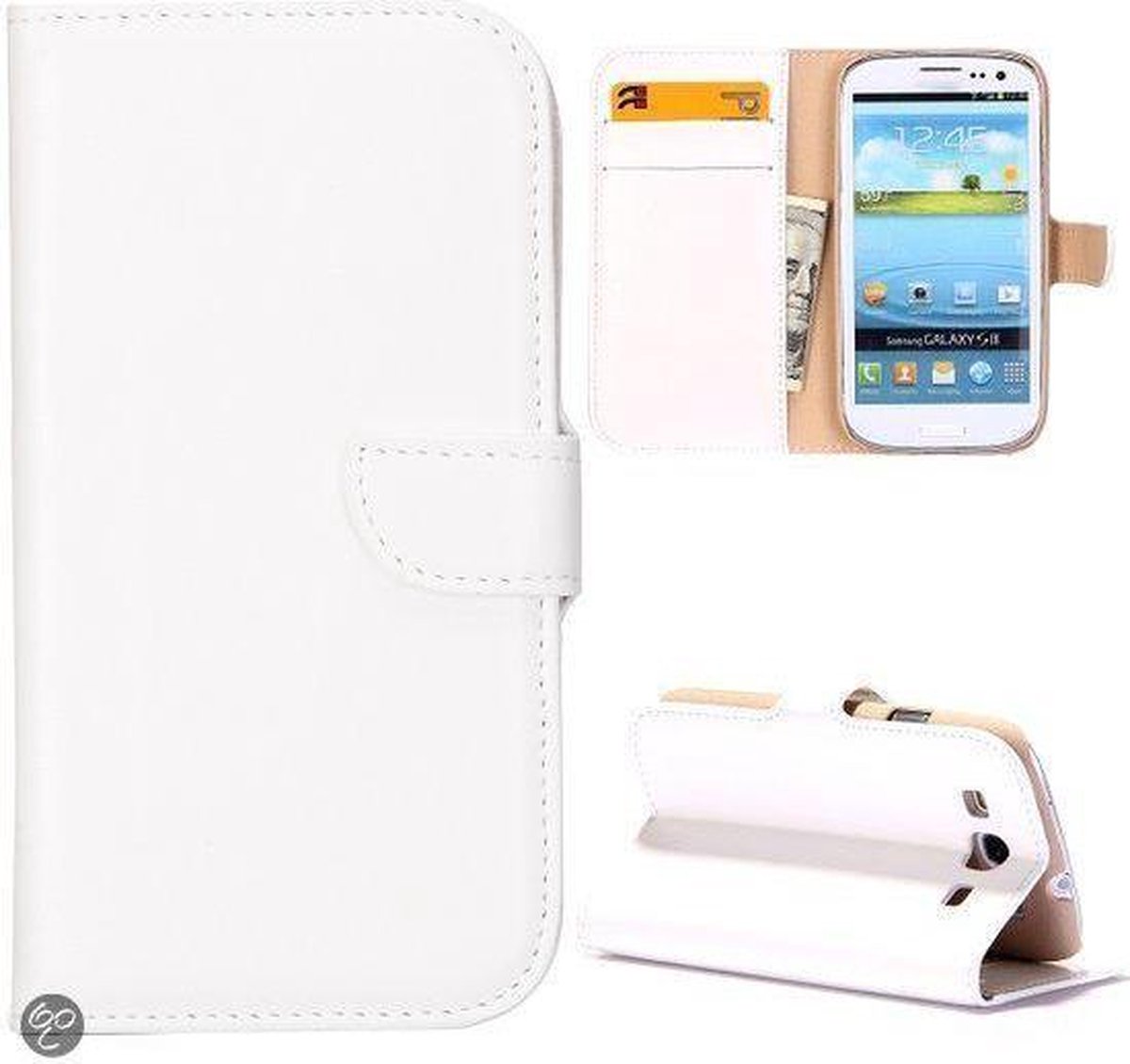 Cyclone wallet case hoesje Geschikt voor: Samsung Galaxy S3 i9300 i9305 wit