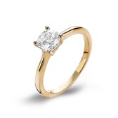 Twice As Nice Ring in 18kt verguld zilver, zirconia, 6 mm, solitaire  60