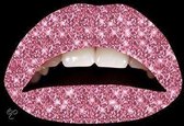 Roze glitter lip tattoo