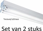 LED Buis armatuur 120cm - Dubbel | Inclusief LED buizen - Natuurlijk wit (Set van 2 stuks)