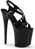 Pleaser Sandaal met enkelband, Paaldans schoenen -40 Shoes- FLAMINGO-831 Paaldans schoenen Zwart