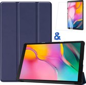 Hoes Geschikt voor Samsung Galaxy Tab A 10.1 2019 Hoes Book Case Hoesje Trifold Cover Met Screenprotector - Hoesje Geschikt voor Samsung Tab A 10.1 2019 Hoesje Bookcase - Donkerblauw