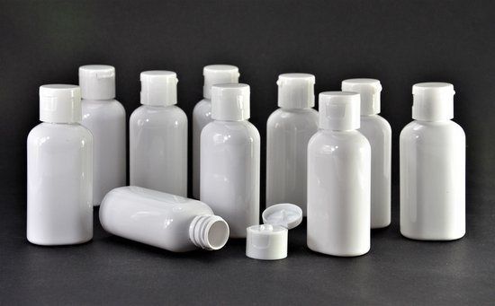 bol.com | Flessen 50ml met Klepdop 50 stuks - Navulbaar - Lege plastic  flessen - Lege Flesjes