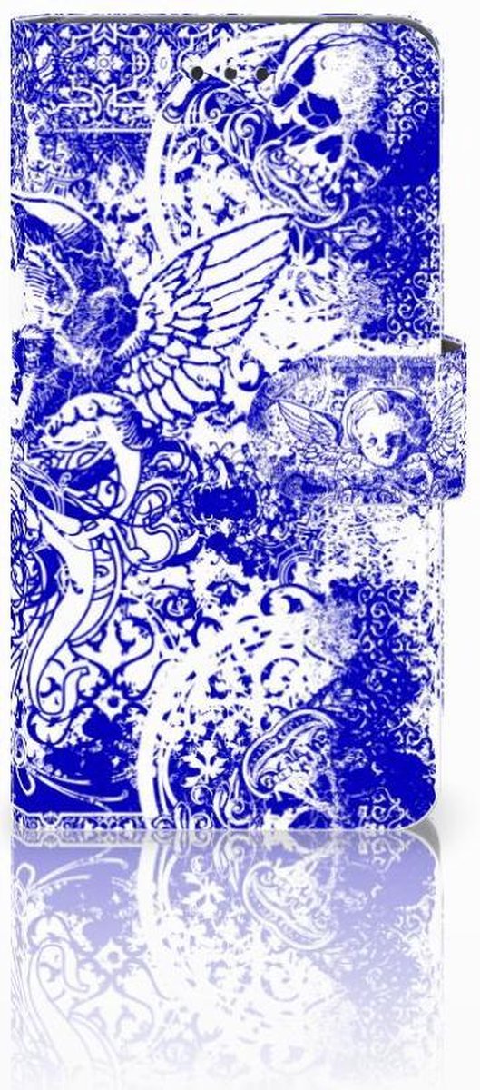 Telefoonhoesje met Naam Nokia 7 Angel Skull Blauw