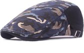 Flatcap donkerblauw camouflage - Platte pet - Verstelbaar