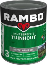 Rambo Pantserbeits Tuinhout Zijdeglans Dekkend - Gelijkmatig Vloeiend - Griffelgrijs - 0.75L