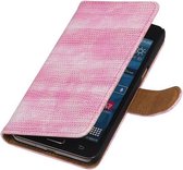 Hagedis Bookstyle Wallet Case Hoesje Geschikt voor Samsung Galaxy Grand Prime G530F Roze