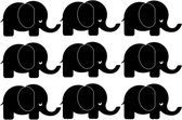 9 Zwarte Olifanten - muursticker olifant - kinderkamer sticker - stikker - olifantje - olifantjes - 28 x 19 cm