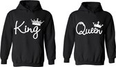 Gildan King en Queen Volwassen Hoodies - M - 2 Truien voor Koppel - Zwart