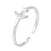 24/7 Jewelry Collection Vliegtuig Ring Verstelbaar - Verstelbare Ring - Zilverkleurig