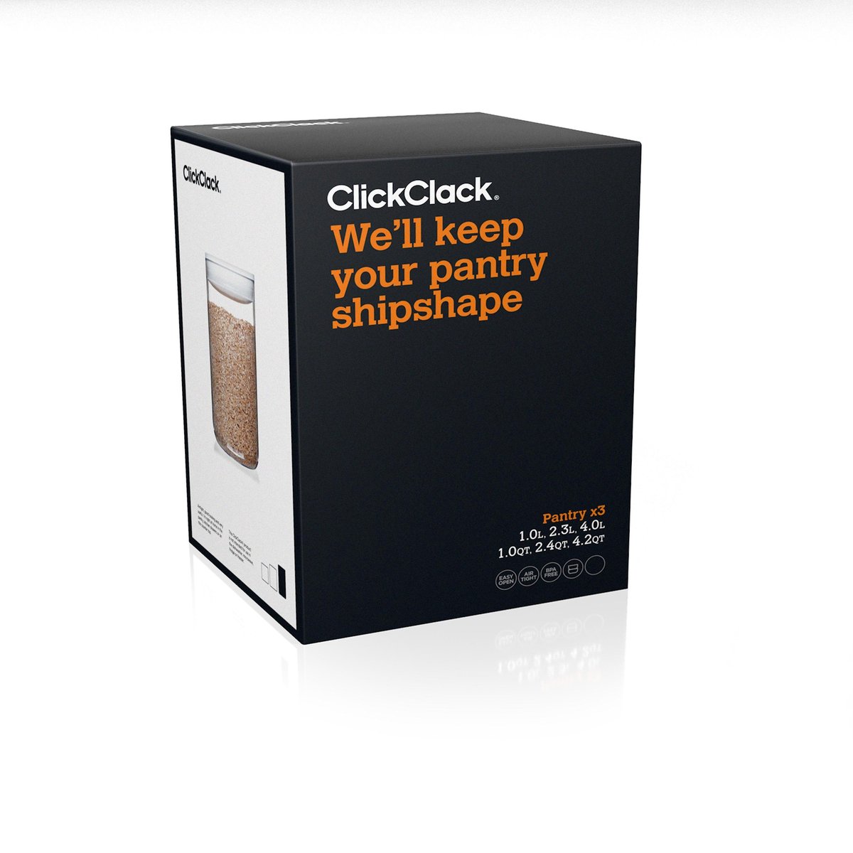 ClickClack Vershoudbox Pantry Round - Set van 3 Stuks - Wit