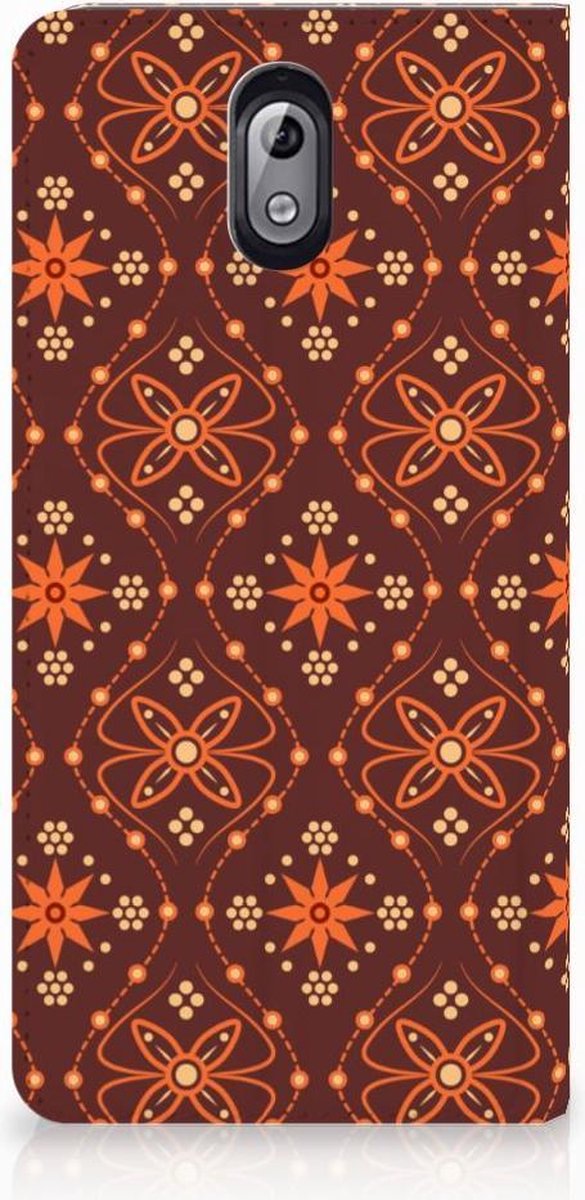 Nokia 3.1 (2018) Hoesje met Magneet Batik Brown