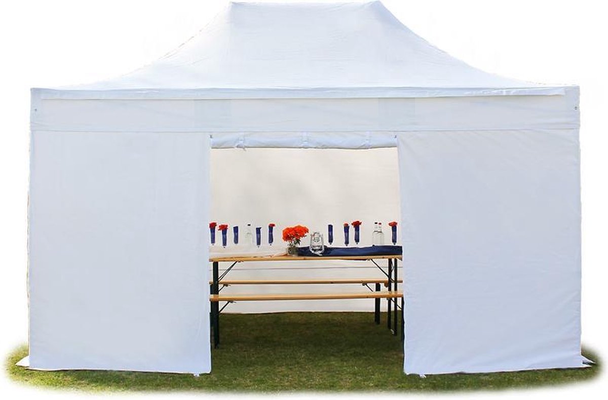 4x6 m Easy Up partytent Vouwpaviljoen met zijwanden, PROFESSIONAL alu 50 mm, wit