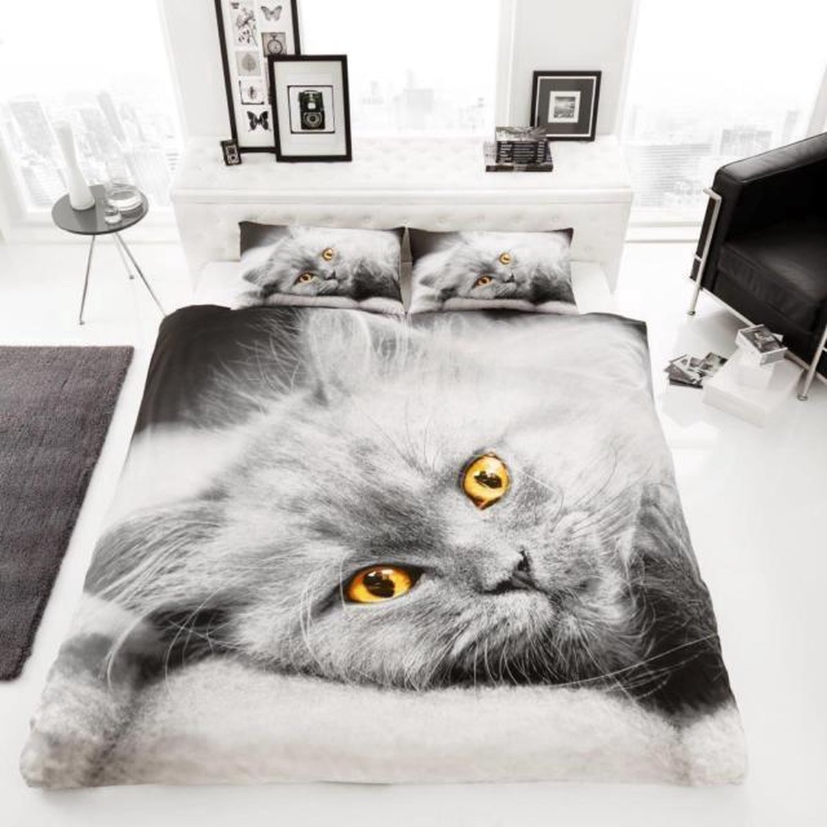 Dekbedovertrek 200x200 Cm Hond & Kat - Microvezel 3D Planten Beddengoed Set Met 2 Kussenslopen