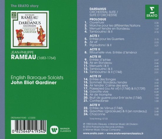 Rameau: Dardanus Suites (The Erato Story), John Eliot Gardiner And The ...