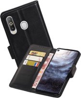 Echt Lederen Hoesje Wallet Case - Hoesje Geschikt voor Samsung Galaxy A8s Zwart