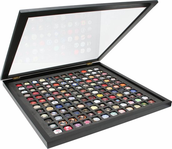 Cadre Deknudt Frames Collection pour 63 capsules de champagne, noir avec système de pliage