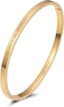 Fashionthings Bangle say yes to new adventures - Dames - Stainless Steel - Goudkleurig - 4mm