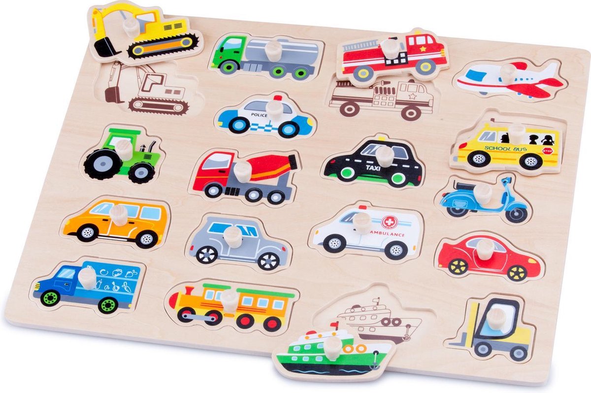 New Classic Toys - Vormenpuzzel - Voertuigen