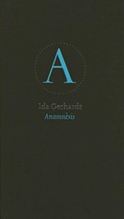 Donkerbruine kaft met een blauwe 'A' in een cirkel, met de tekst 'Ida Gerhardt Anamnesis' eronder.