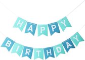 Leuke Verjaardagsslinger Blauw 250cm - 15X12 cm - Jarig - Kinderfeest - Feestje - Slingers - Vlaggetjes