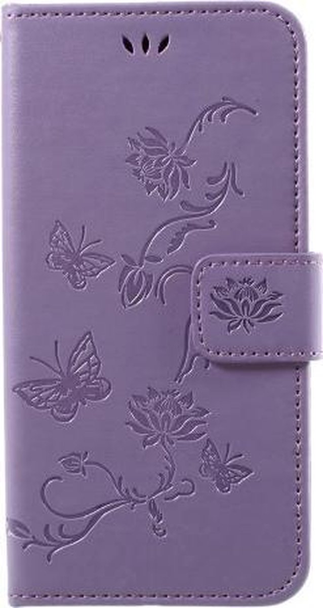 Bloemen & Vlinders Book Case - Geschikt voor Samsung Galaxy J3 (2017) Hoesje - Lila