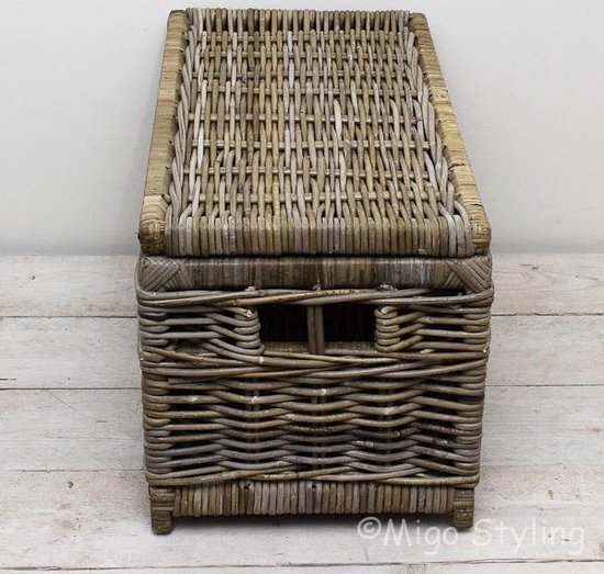 Panier de rangement avec couvercle 75x40xH40-Rotan-Grey