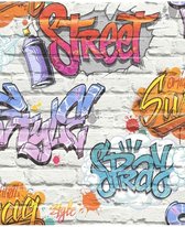 DUTCH WALLCOVERINGS Behang graffiti meerkleurig L179-05
